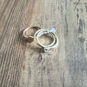 Bansri Elegant Gold Ring with Crystal Accent Rings Size 7 3piece